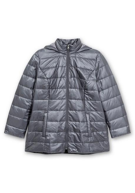 Sheego Leicht Wattierte Steppjacke Mit Kapuze - Grau Sheego