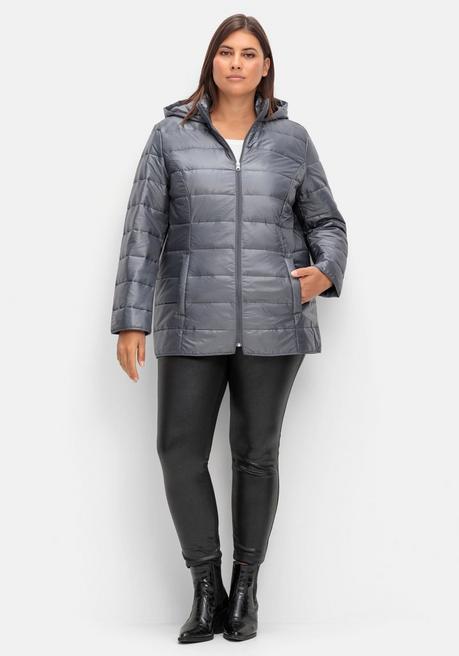 Sheego Leicht Wattierte Steppjacke Mit Kapuze - Grau Sheego