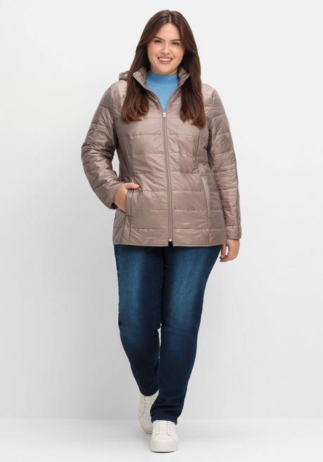 Sheego Leicht Wattierte Steppjacke Mit Kapuze - Taupe Sheego