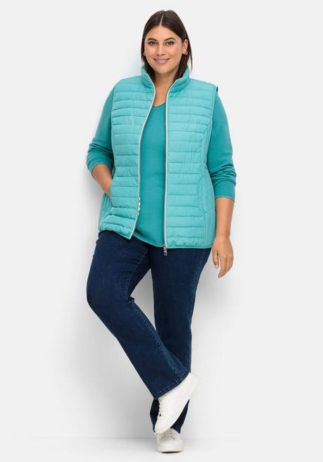 Sheego Leicht Wattierte Steppweste Mit 2-Wege-Zipper - Aqua Sheego