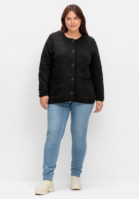 Sheego Leicht Wattierte Sweatjacke Mit Steppung - Schwarz Sheego