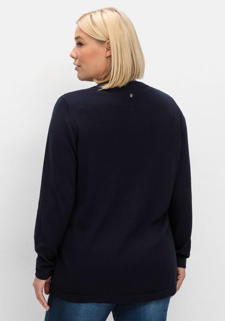 Sheego Leichte Feinstrickjacke Mit 1-Knopf-Verschluss - Tiefblau Sheego