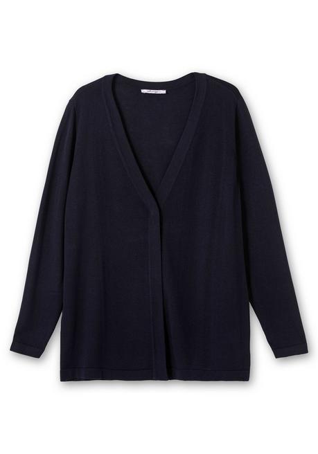 Sheego Leichte Feinstrickjacke Mit 1-Knopf-Verschluss - Tiefblau Sheego