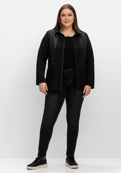 Sheego Leichte Jerseyjacke Mit Gesteppten Partien - Schwarz Sheego