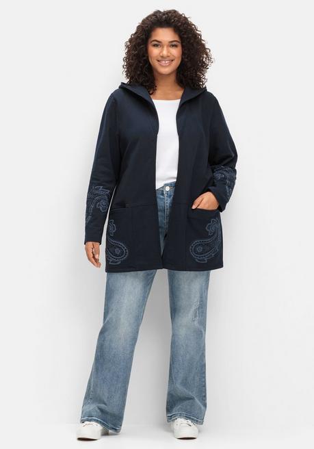 Sheego By Joe Browns Leichte Kapuzensweatjacke Mit Paisleydruck - Dunkelblau Sheego