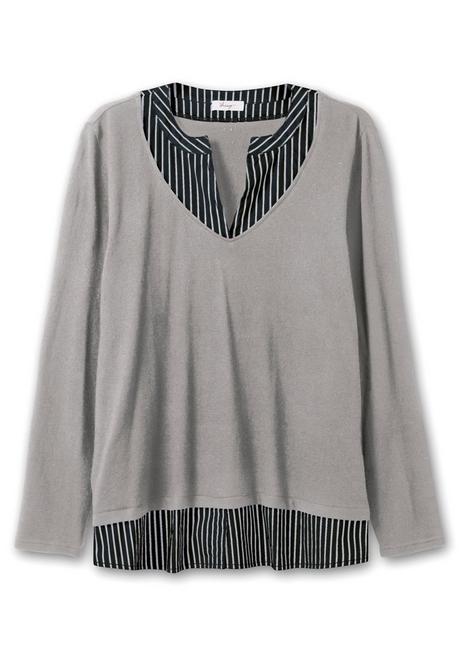 Sheego Leichter Businesspullover In 2-in-1-Optik - Grau Sheego