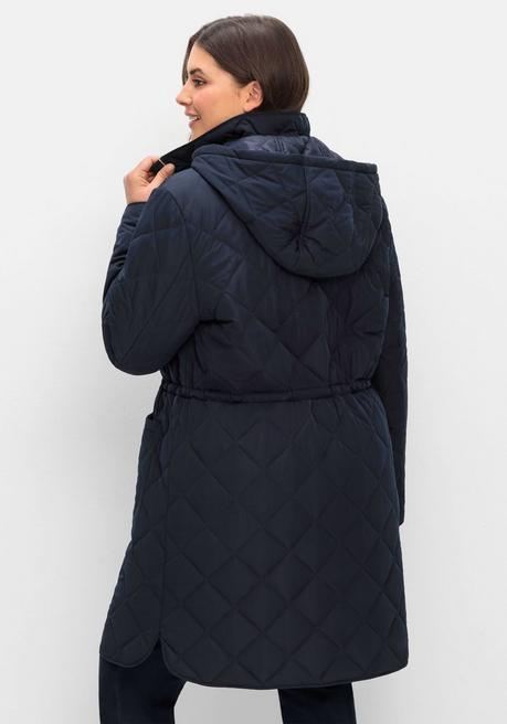 Sheego Leichter Steppmantel Mit Kapuze - Tiefblau Sheego