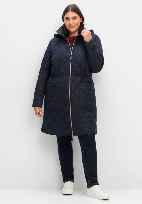 Sheego Leichter Steppmantel Mit Kapuze - Tiefblau Sheego