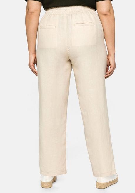Sheego Leinenhose Mit Elastischem Bund Und Bindeband - Natur Sheego