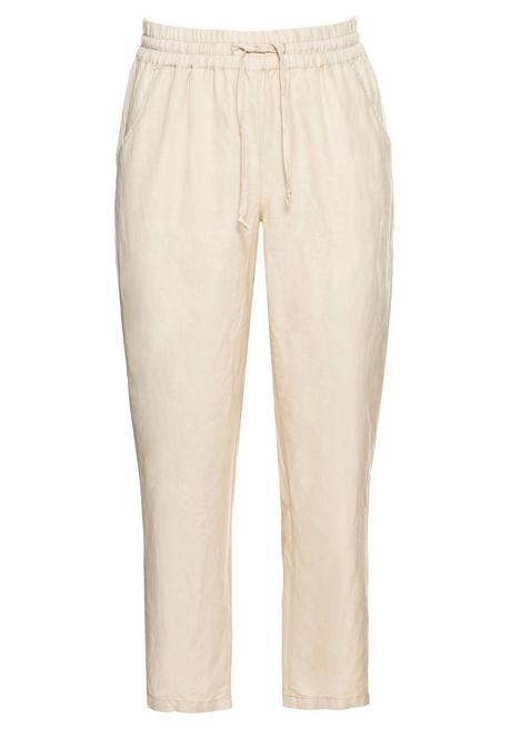 Sheego Leinenhose Mit Elastischem Bund Und Bindeband - Natur Sheego