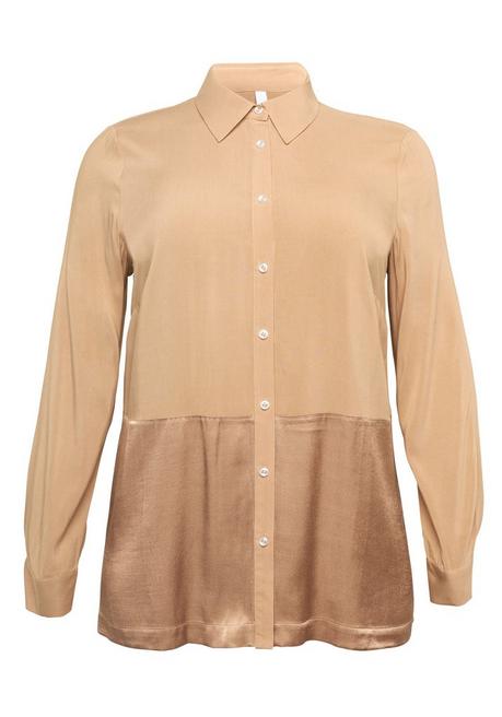 Sheego Longbluse Im Materialmix, In A-Linie - Cappuccino Sheego