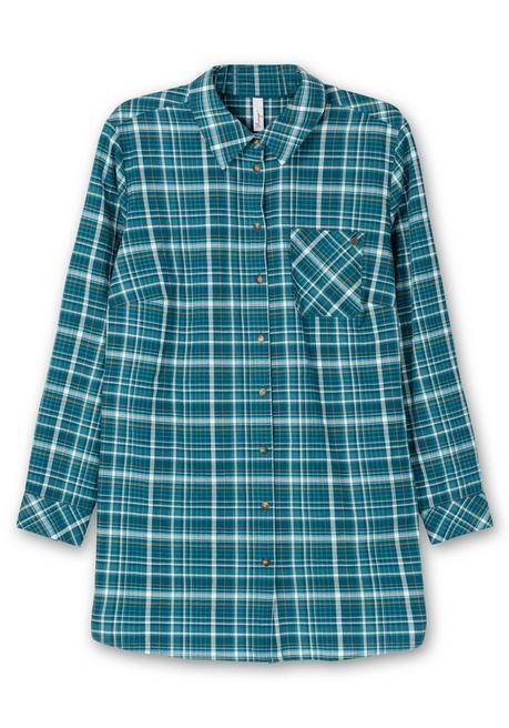 Sheego Longbluse In Crinkle-Qualität, Mit Fischgrät-Karos - Dunkelpetrol Kariert Sheego