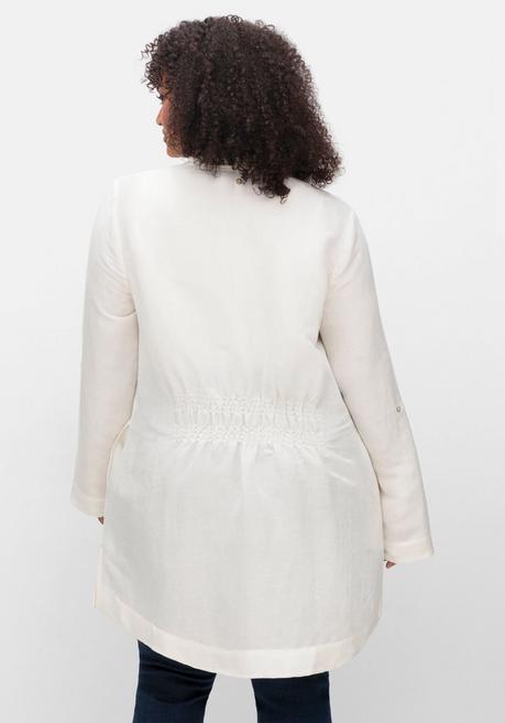 Sheego Longbluse In Leinenoptik, Mit Gummizug Hinten - Offwhite Sheego