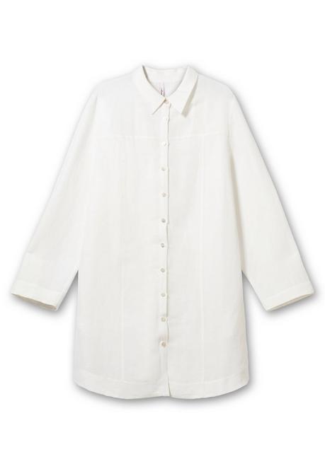Sheego Longbluse In Leinenoptik, Mit Gummizug Hinten - Offwhite Sheego
