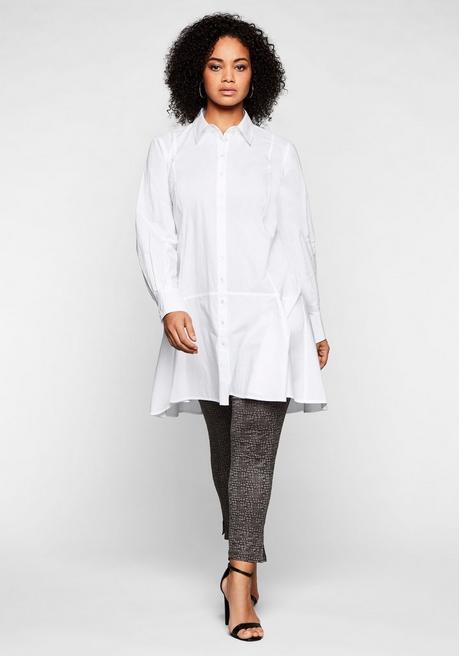 Sheego Longbluse Mit Ausgestelltem Saum - Weiß Sheego