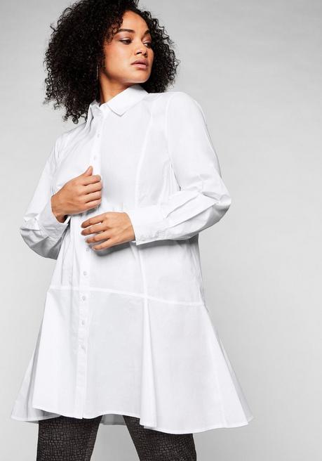 sheego Longbluse mit ausgestelltem Saum - weiß sheego