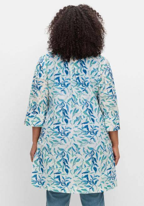 Sheego Longbluse Mit Blätterdruck Und 3/4-Ärmeln - Weiß Gemustert Sheego