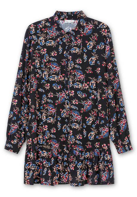 Sheego By Joe Browns Longbluse Mit Blumenprint Und Volant Am Saum - Schwarz Gemustert Sheego