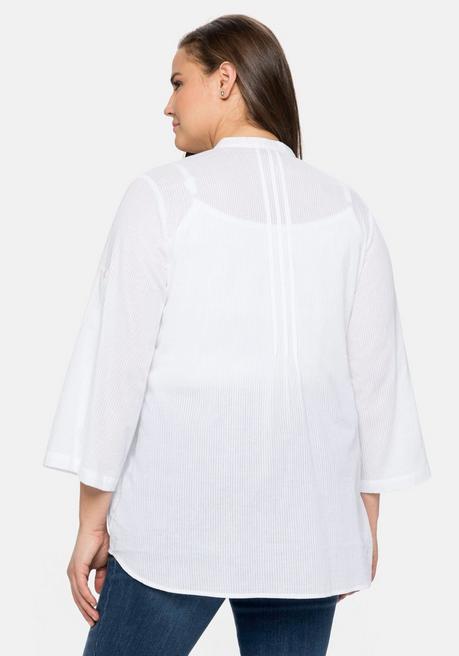 Sheego By Joe Browns Longbluse Mit Eingewebten Streifen - Weiß Sheego