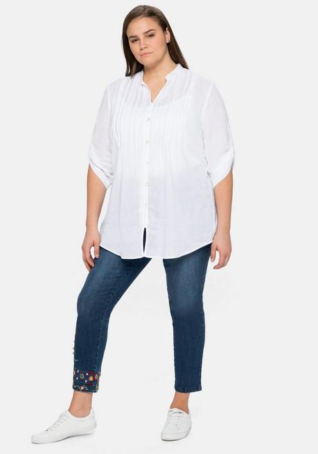 Sheego By Joe Browns Longbluse Mit Eingewebten Streifen - Weiß Sheego