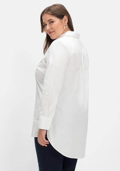 Sheego Longbluse Mit Kontrast-Seitenschlitzen - Weiß Sheego