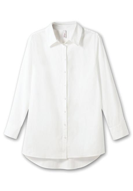 Sheego Longbluse Mit Kontrast-Seitenschlitzen - Weiß Sheego