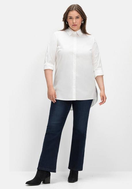 Sheego Longbluse Mit Kontrast-Seitenschlitzen - Weiß Sheego