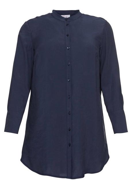 Sheego Longbluse Mit Stehkragen Und Passe Hinten - Marine Sheego