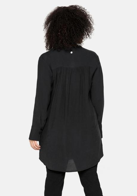 Sheego Longbluse Mit Stehkragen Und Passe Hinten - Schwarz Sheego