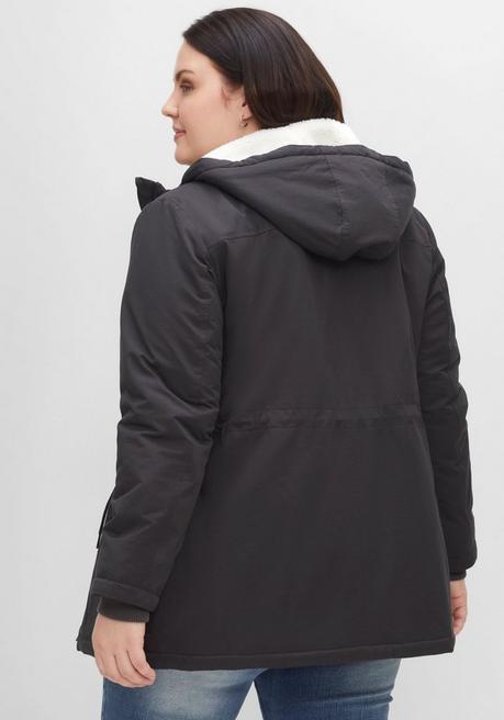 Sheego Longparka Mit Teddyfutter Und Taillen-Tunnelzug - Anthrazit Sheego