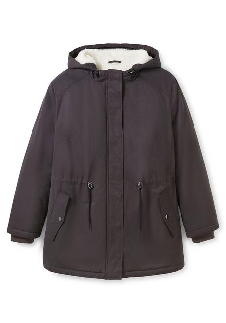 Sheego Longparka Mit Teddyfutter Und Taillen-Tunnelzug - Anthrazit Sheego