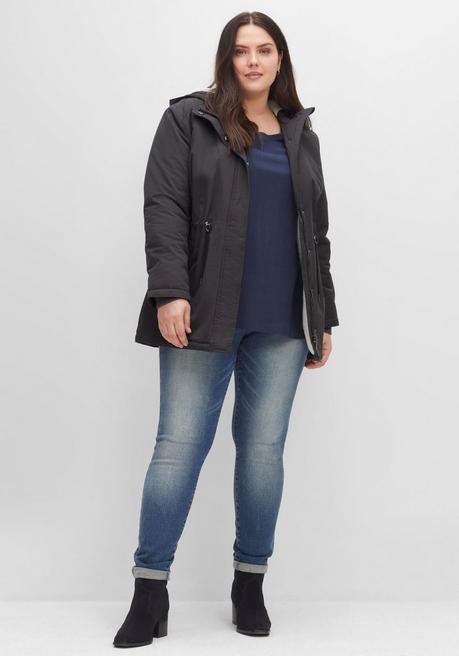 Sheego Longparka Mit Teddyfutter Und Taillen-Tunnelzug - Anthrazit Sheego