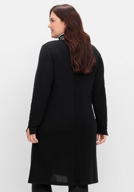 Sheego Longpullover In A-Linie, Mit Langem Schlitz Vorn - Schwarz Sheego