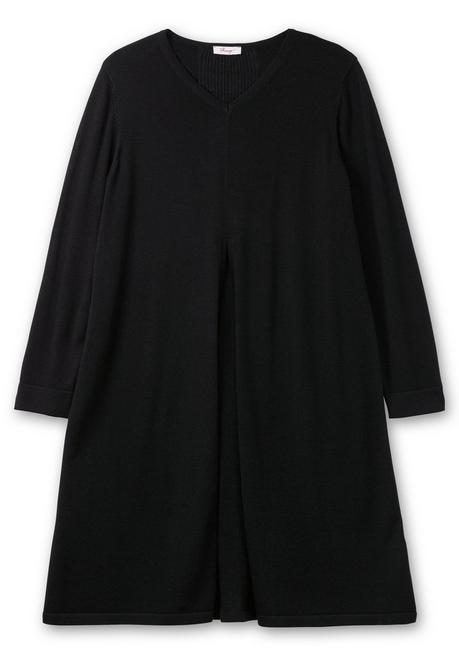 Sheego Longpullover In A-Linie, Mit Langem Schlitz Vorn - Schwarz Sheego