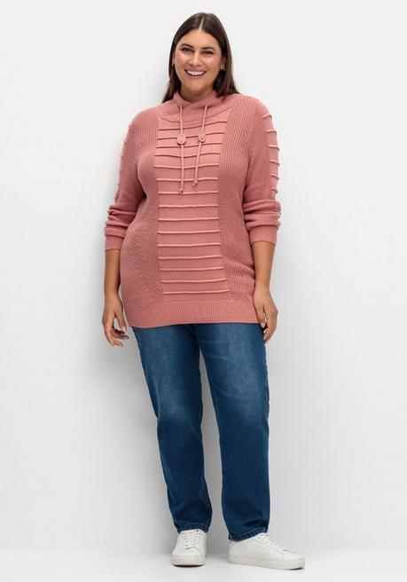 Sheego X Collection L. Longpullover Mit Strukturmuster In Biesen-Optik - Rosé Sheego