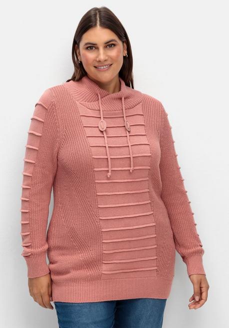 Sheego X Collection L. Longpullover Mit Strukturmuster In Biesen-Optik - Rosé Sheego