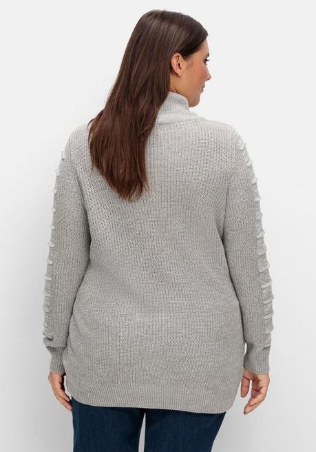 Sheego X Collection L. Longpullover Mit Strukturmuster In Biesen-Optik - Steingrau Meliert Sheego