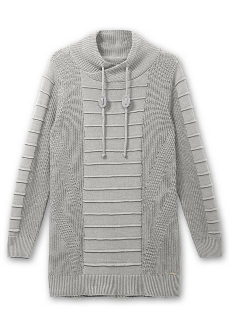 Sheego X Collection L. Longpullover Mit Strukturmuster In Biesen-Optik - Steingrau Meliert Sheego