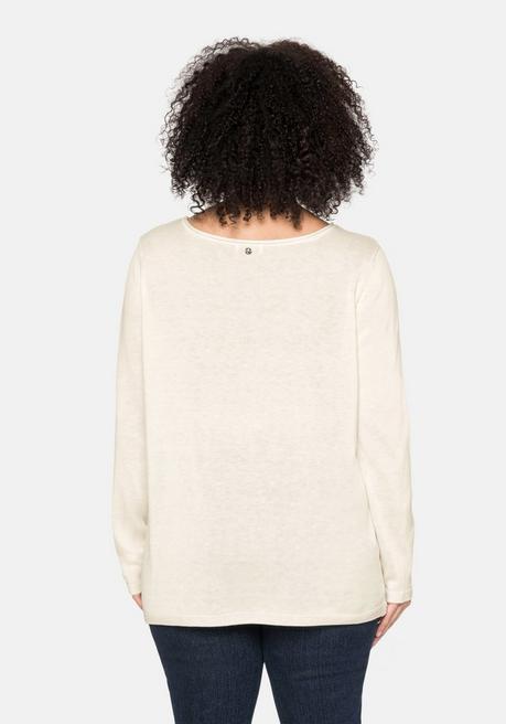 Sheego Longpullover Mit U-Boot-Ausschnitt Und Leinenanteil - Offwhite Sheego