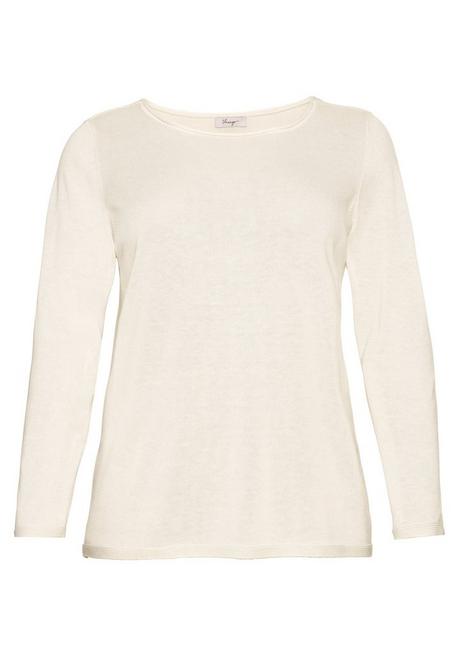 Sheego Longpullover Mit U-Boot-Ausschnitt Und Leinenanteil - Offwhite Sheego