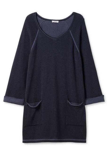 Sheego Longpullover Mit V-Ausschnitt Und Taschen Vorn - Nachtblau Sheego