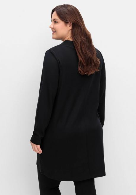 Sheego Longshirt Aus Interlock, Im Vokuhila-Schnitt - Schwarz Sheego