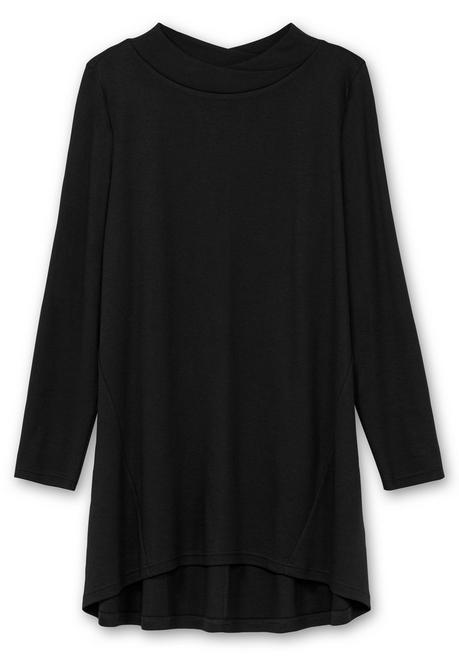Sheego Longshirt Aus Interlock, Im Vokuhila-Schnitt - Schwarz Sheego