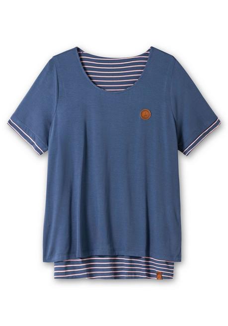 Sheego X Collection L. Longshirt In 2-in-1-Optik, Mit Rundhalsausschnitt - Dunkelblau Sheego