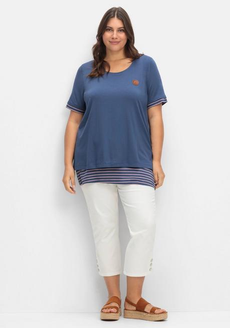 Sheego X Collection L. Longshirt In 2-in-1-Optik, Mit Rundhalsausschnitt - Dunkelblau Sheego