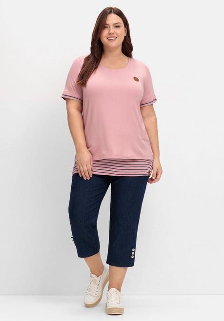 Sheego X Collection L. Longshirt In 2-in-1-Optik, Mit Rundhalsausschnitt - Rosé Sheego