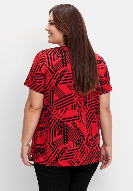 Sheego Longshirt In A-Linie, Mit Grafischem Muster - Rot Gemustert Sheego