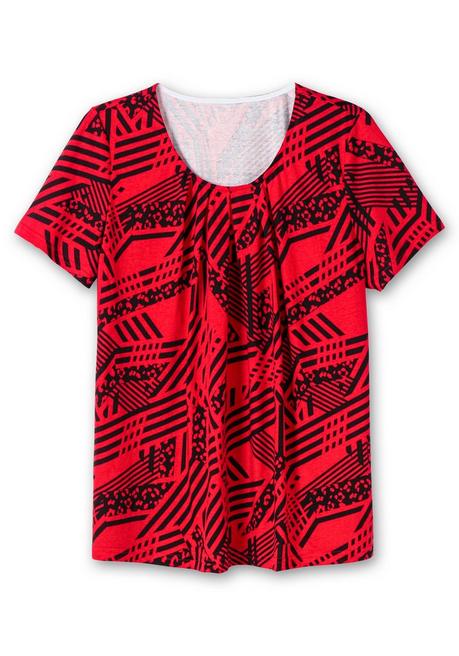 Sheego Longshirt In A-Linie, Mit Grafischem Muster - Rot Gemustert Sheego