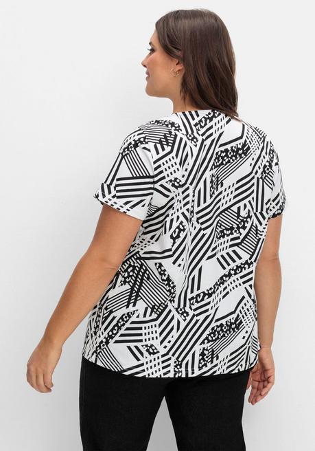 Sheego Longshirt In A-Linie, Mit Grafischem Muster - Weiß Gemustert Sheego