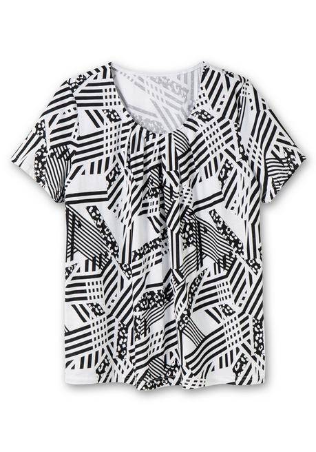 Sheego Longshirt In A-Linie, Mit Grafischem Muster - Weiß Gemustert Sheego